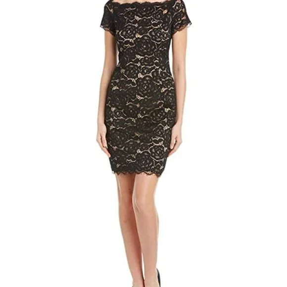 Adrianna Papell Women's Off The Shoulder Lace Sheath Dress Adrianna Papell Women's Off The Shoulder Lace Sheath Dress